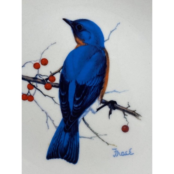 National Wildlife Federation Eastern Bluebird Signed Trace Gold Trim Belcrest US - Picture 6 of 6